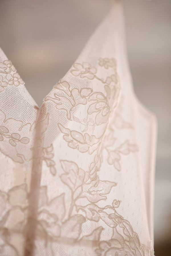 Beautiful lace details on a wedding gown