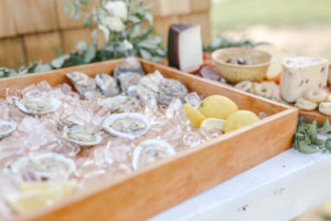 Oyster shell appetizers at Lake Michigan wedding