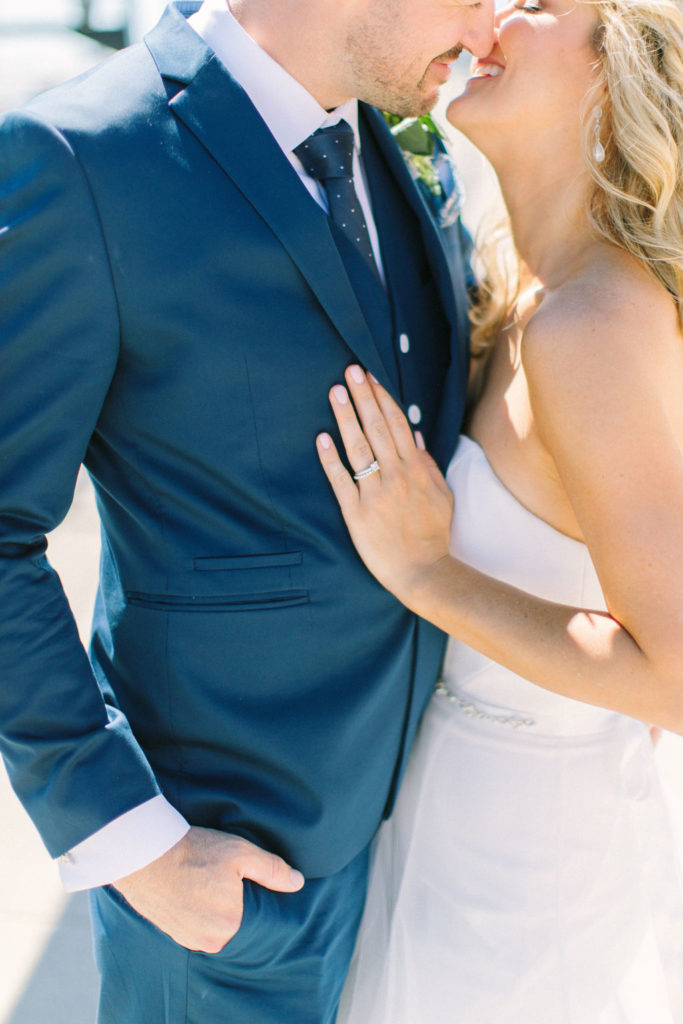 Bride and Groom sharing a kiss after their beach wedding ceremony