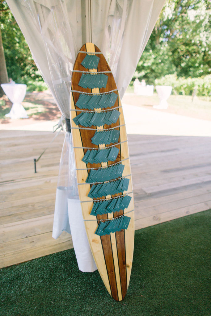 Surf board escort card display