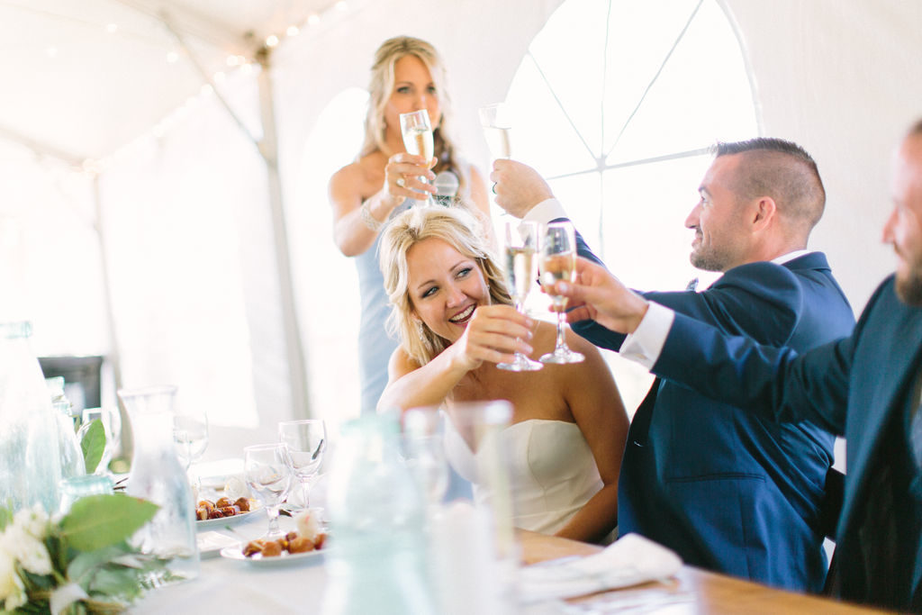 Newlyweds toasting during their 12 Corners Vineyard Wedding