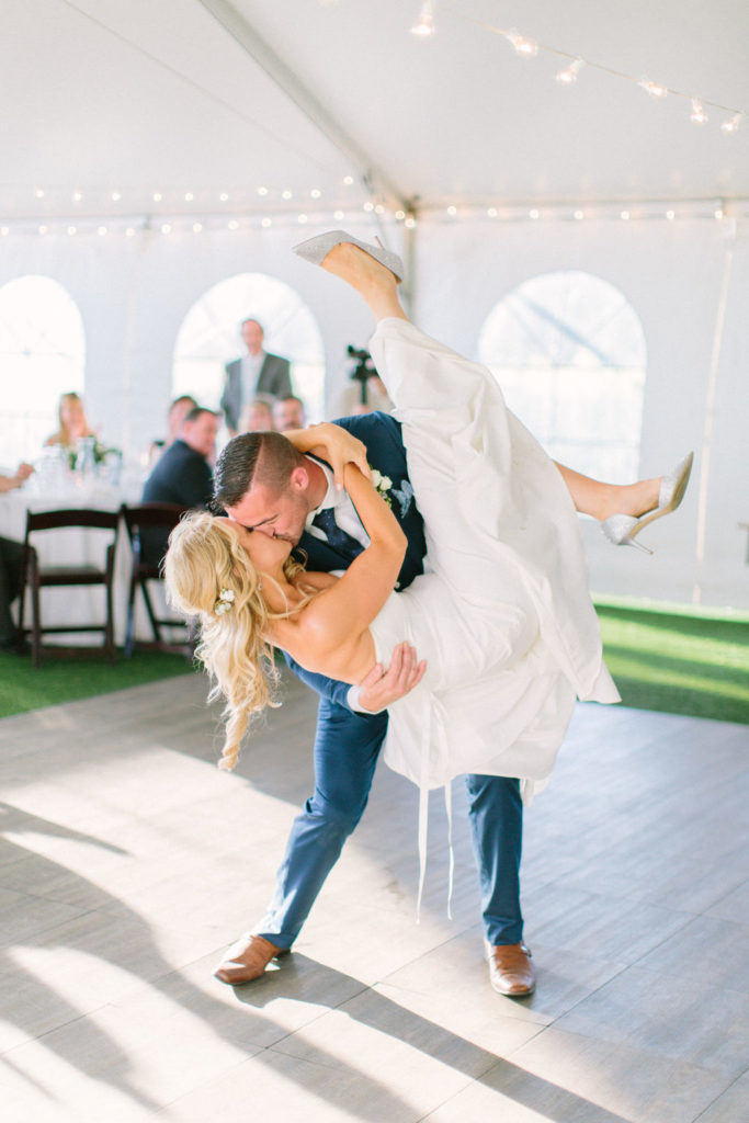 Couple shares their first dance as husband and wife at 12 Corners Vineyard Wedding