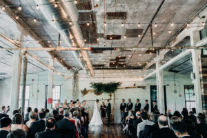 wedding ceremony at Journeyman Distillery