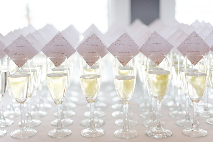 Champagne flute escort cards