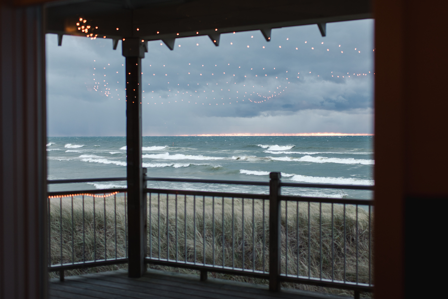 Sunseting over Lake Michigan at Loeks Retreat Center wedding