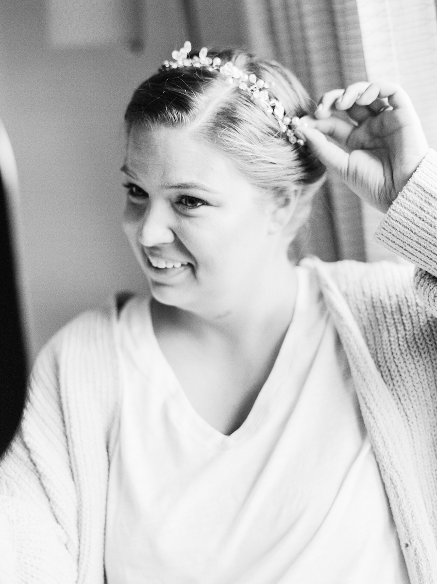 Bride getting her makeup done before we camp blodgett wedding