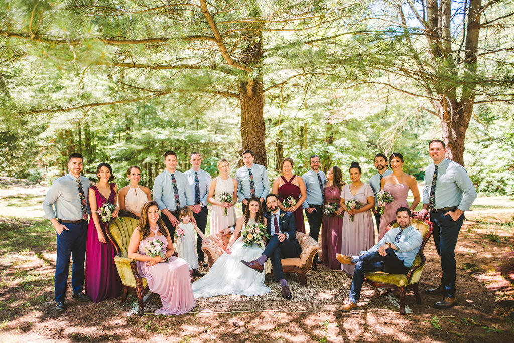 Bridal party smiling before a Long Lake Outdoor Center Wedding