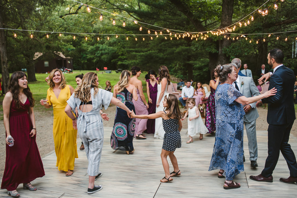 Guests dancing during a Long Lake Outdoor Center wedding