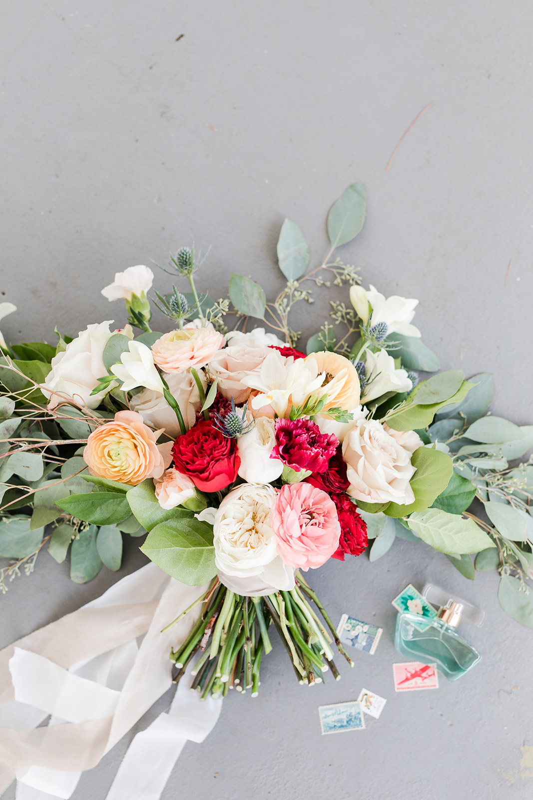 Bright and colorful bridal bouquet 