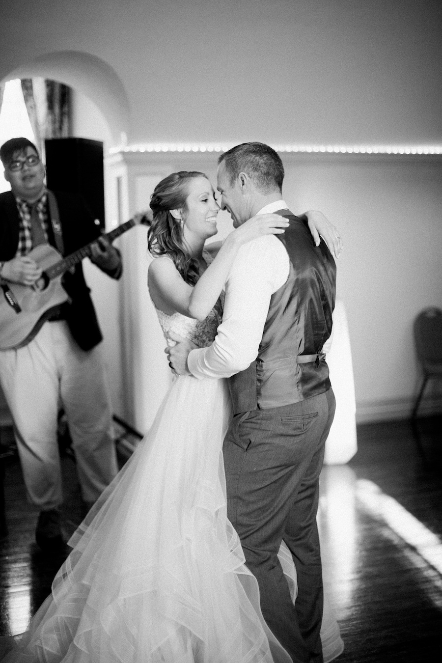 Bride and groom sharing their first dance