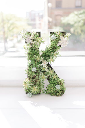 A succulent letter during a Loft 310 wedding in Kalamazoo, Michigan