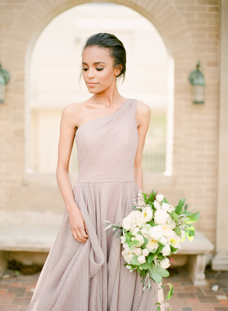 Bride in a mauve dress