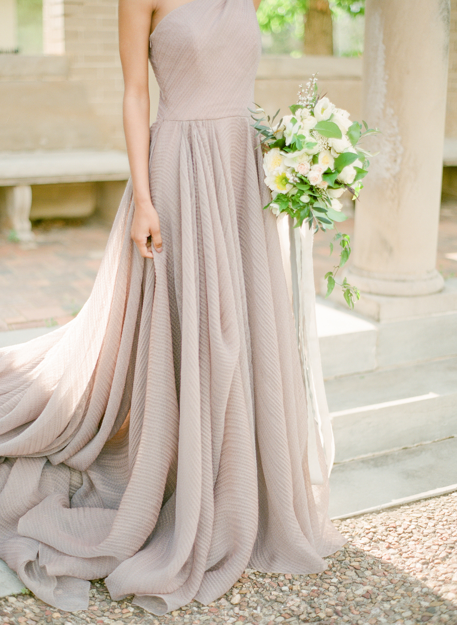 A mauve wedding dress