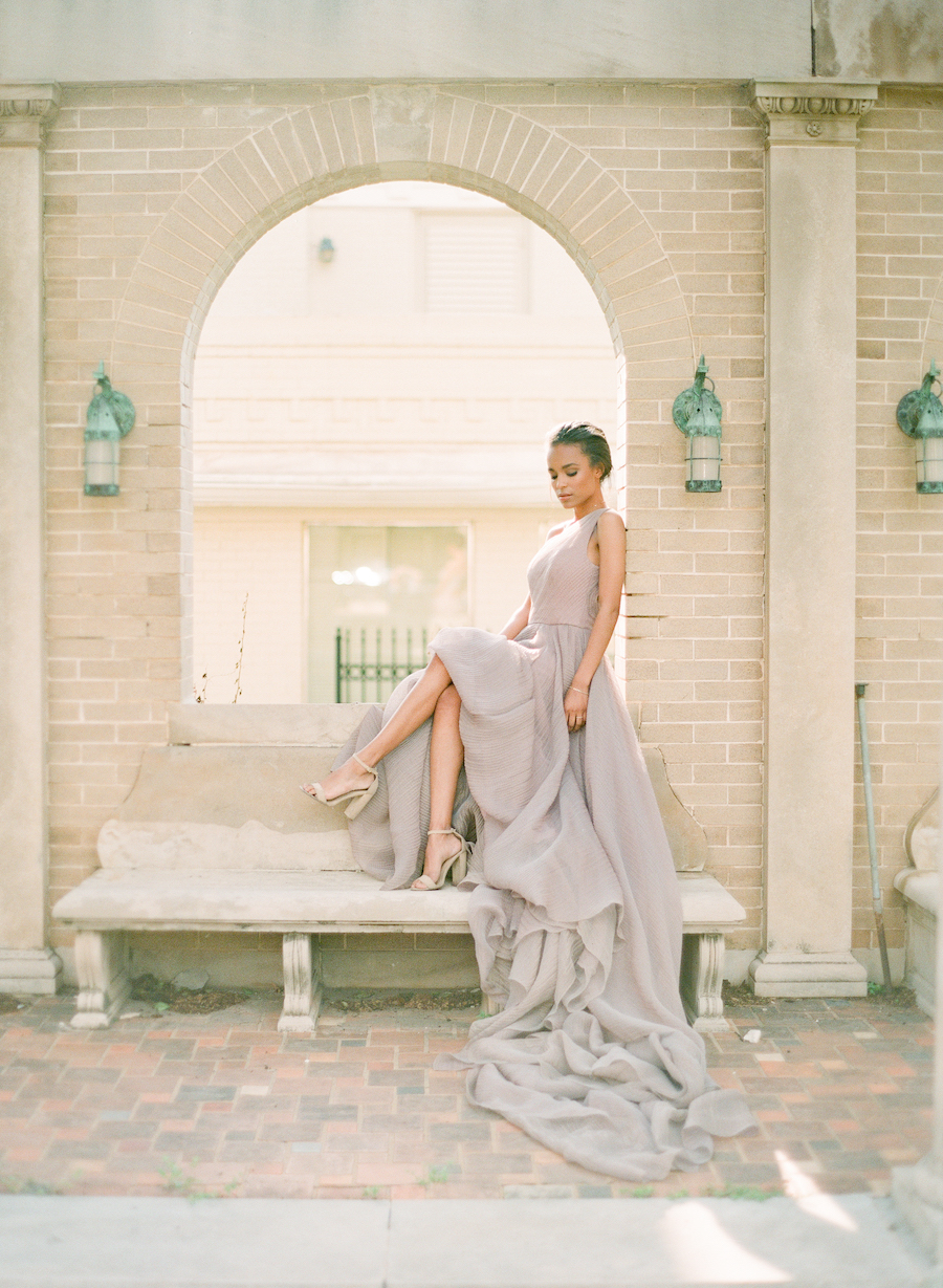 A bride sitting before her wedding