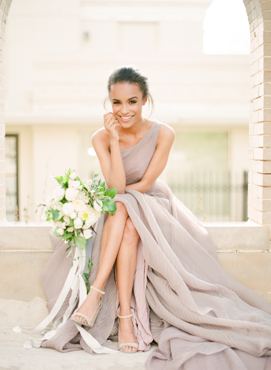 A bride smiling before her wedding