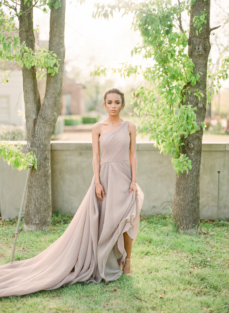 Bride looking at the camera before her Oklahoma city wedding