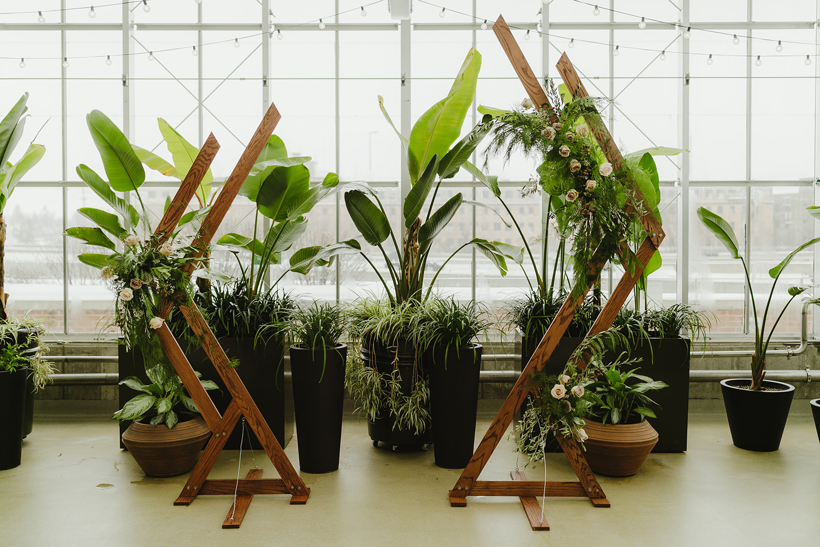 A ceremony set for a Downtown Market Grand Rapids wedding