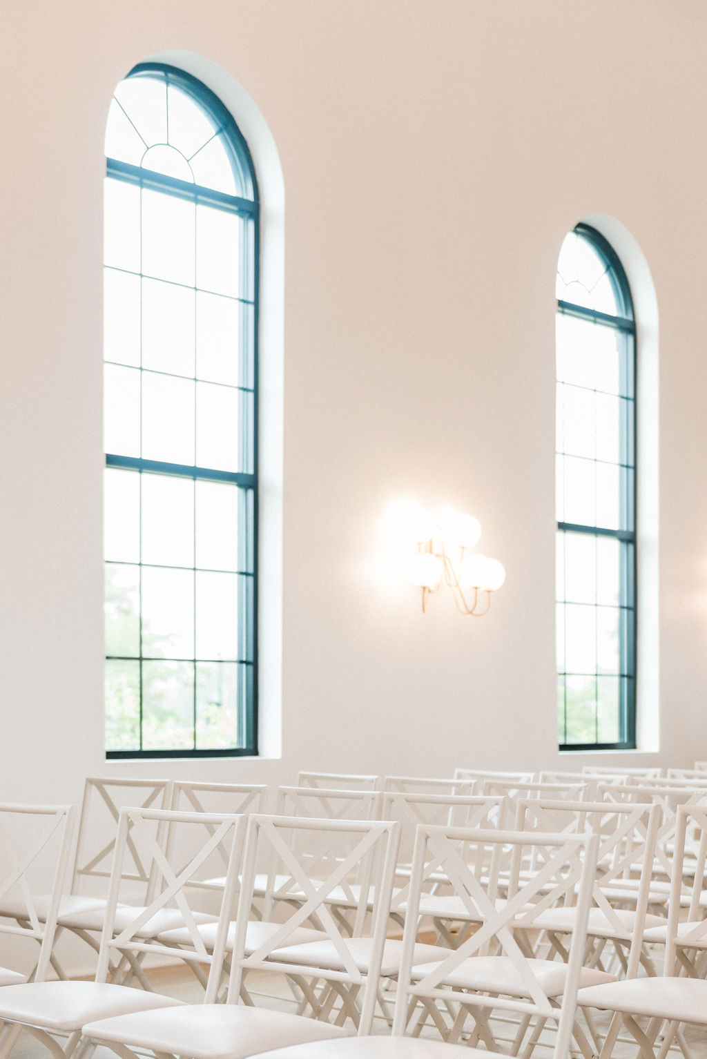 Chairs lined up for a ceremony during a Loft 310 Chapel wedding