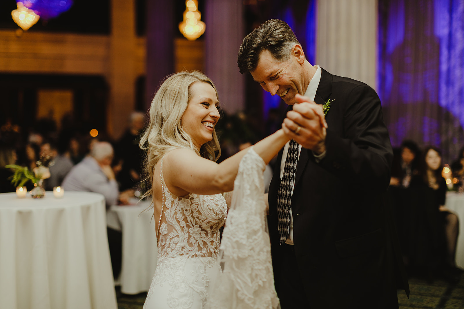 A bride and her father sharing a dance during her Ballroom at McKay wedding