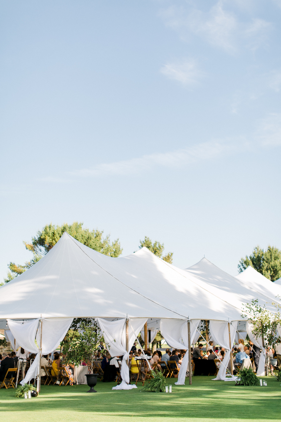 A lakeside wedding tent
