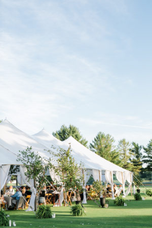 Wedding tent set at a lake wedding venue in Michigan