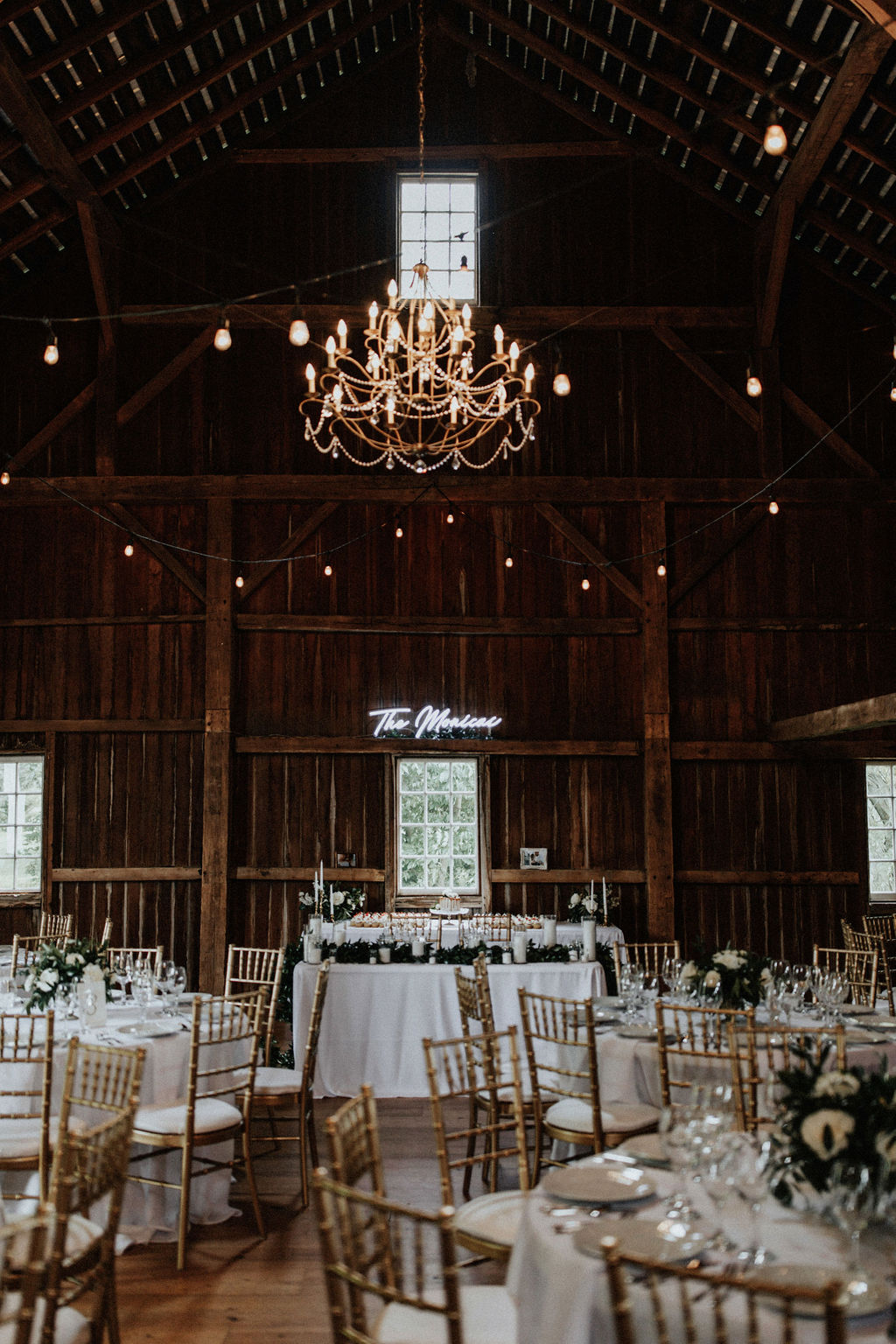 A gorgeous Hidden Vineyard Wedding Barn wedding reception.
