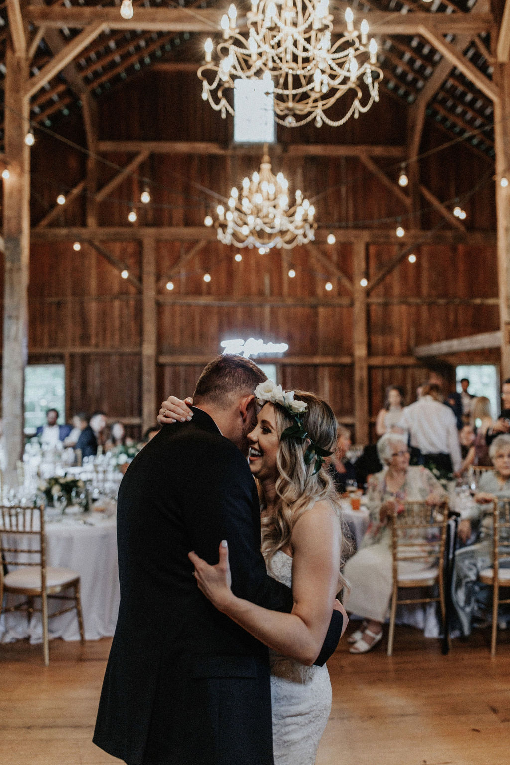 A couple sharing their first dance.