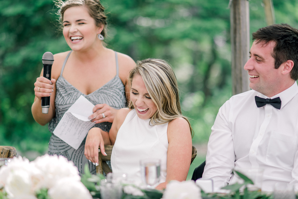 A maid of honor giving a speech