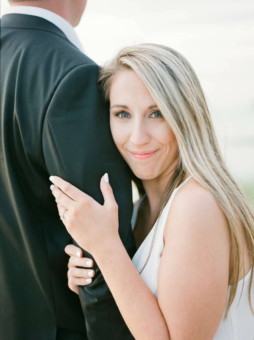 A bride smiling 