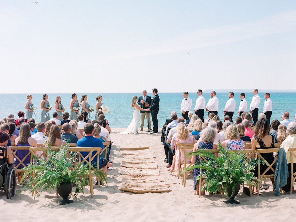 A lake michigan beach front leelanau school wedding