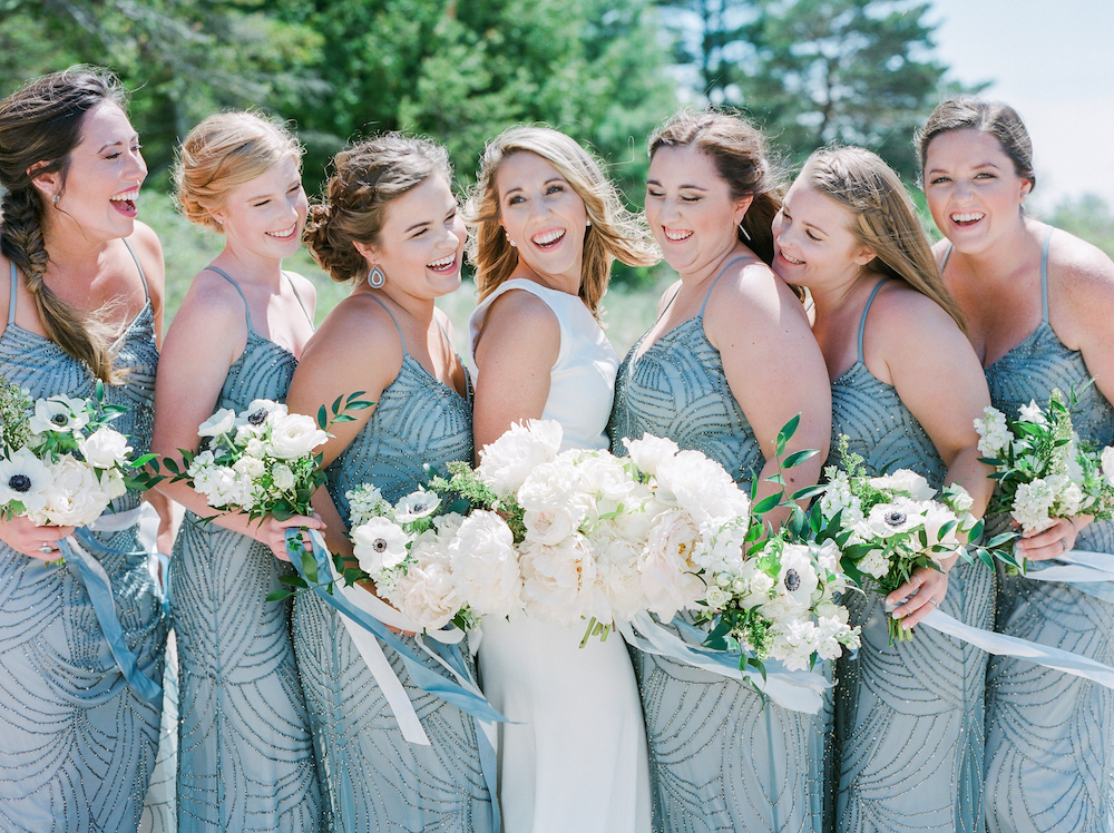 A bride and her bridesmaids