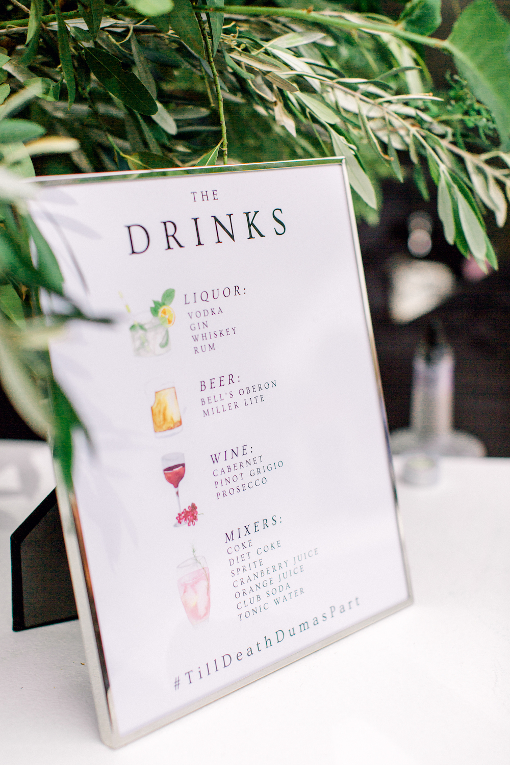 A bar menu