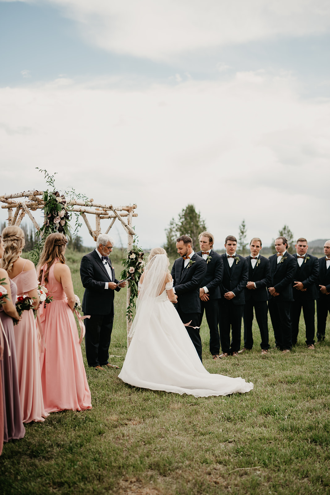 A couple getting married outside