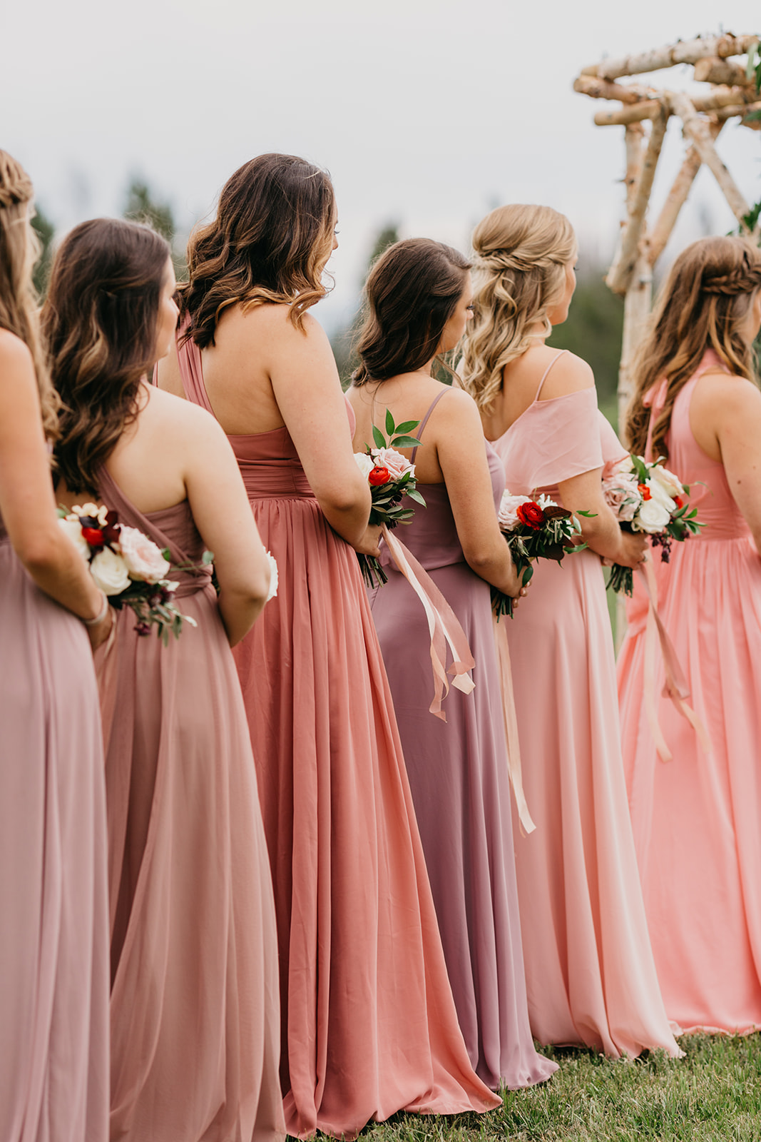 Bridesmaids watching a wedding ceremony