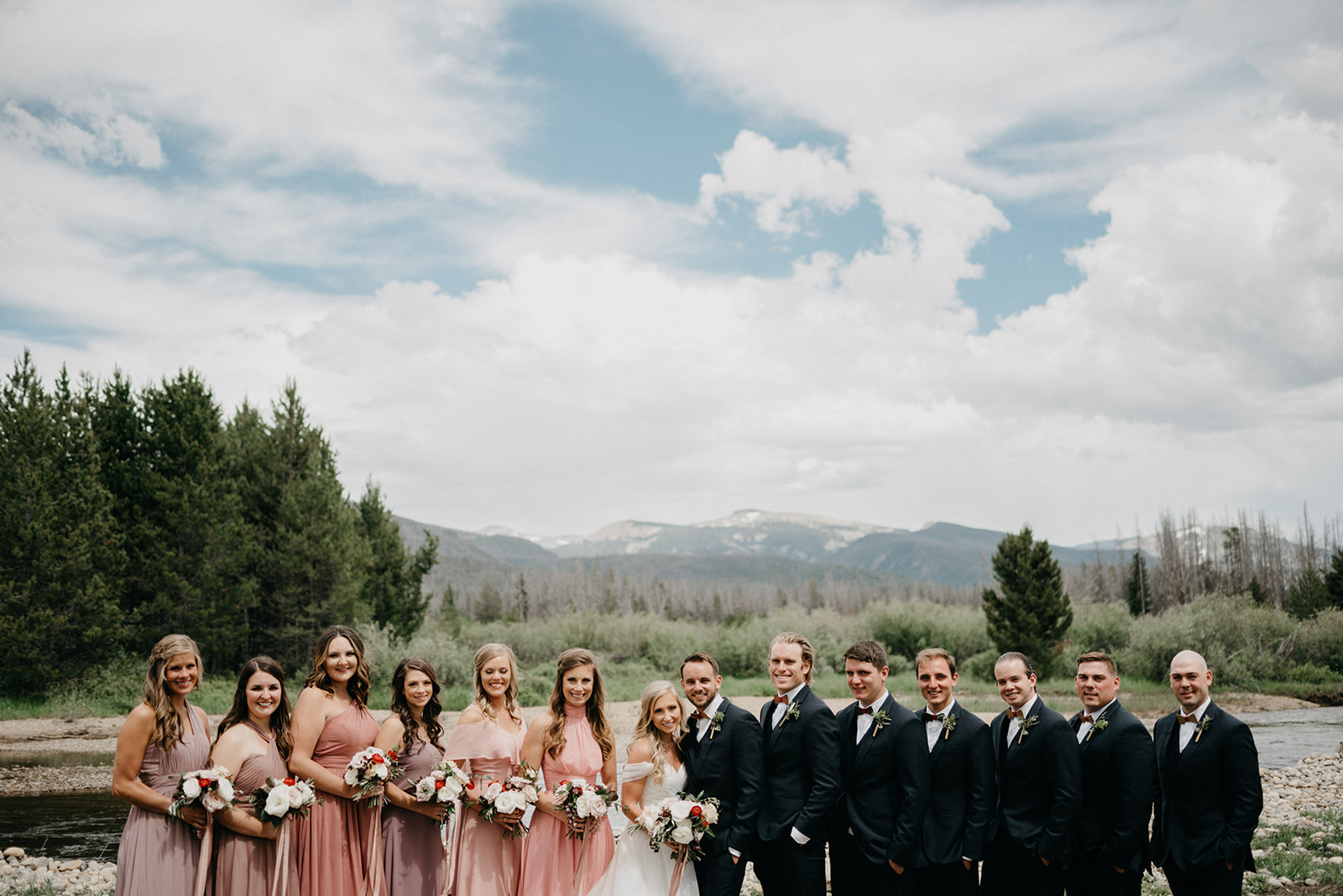 A wedding party before a Colorado wedding