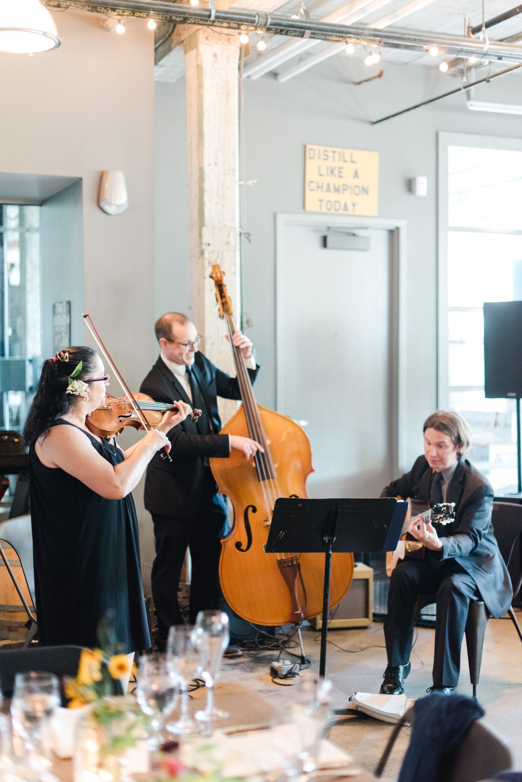 Entertainment playing at a wedding