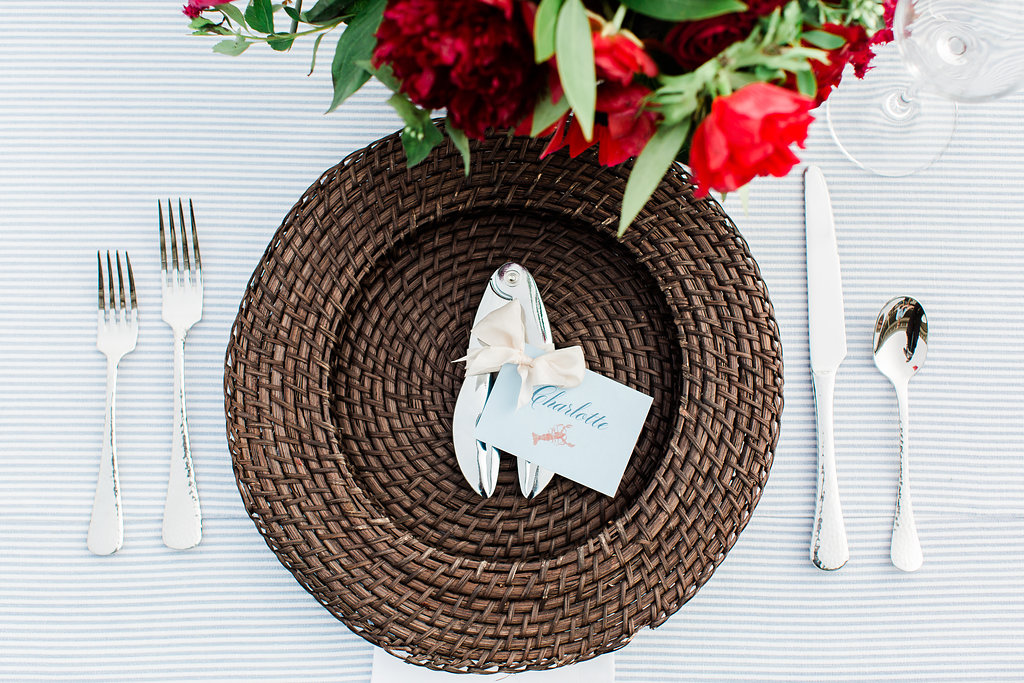 Place setting for a costal wedding