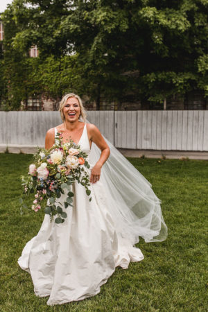 Bride Laughing at her Southwest Michigan wedding