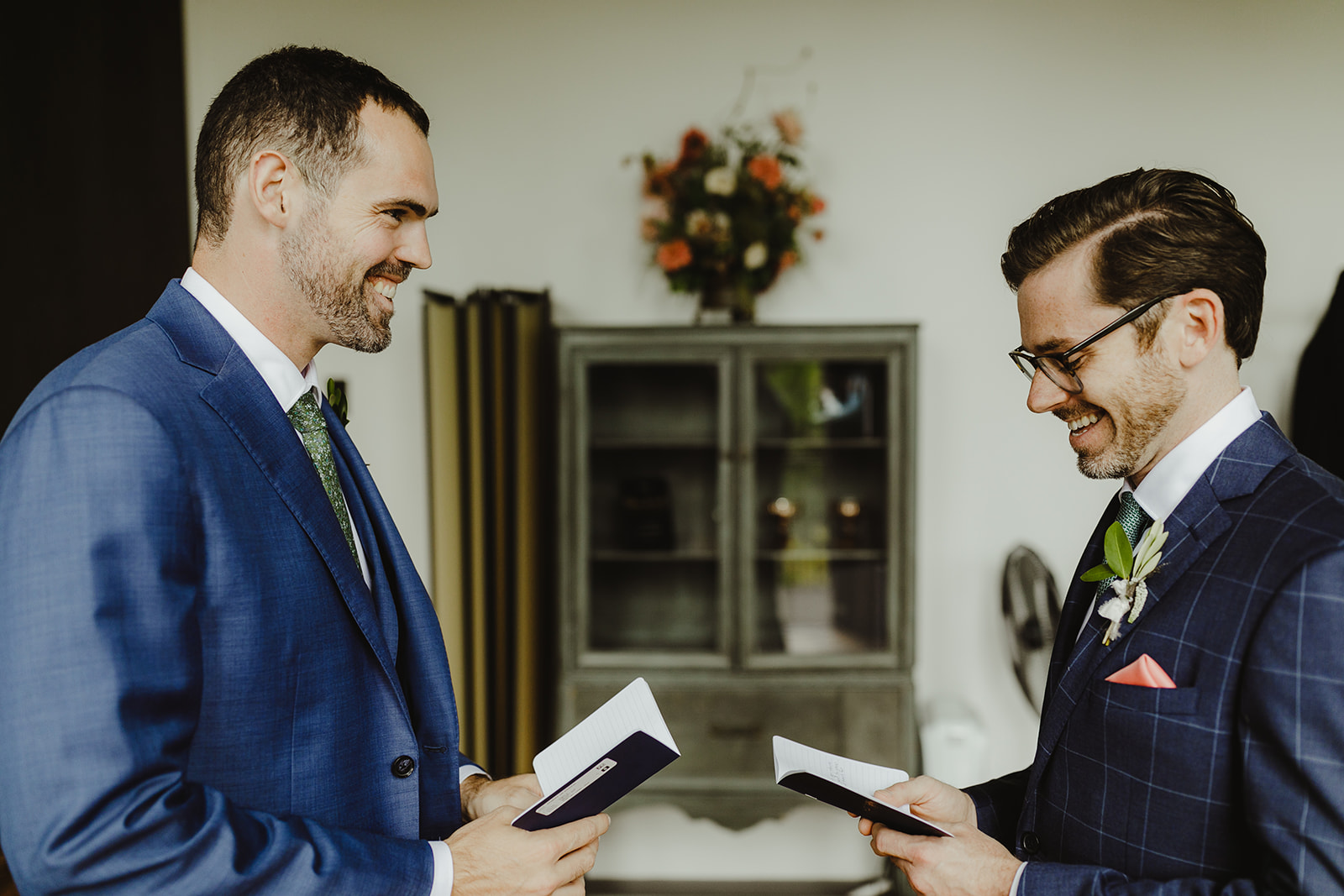 Grooms sharing vows