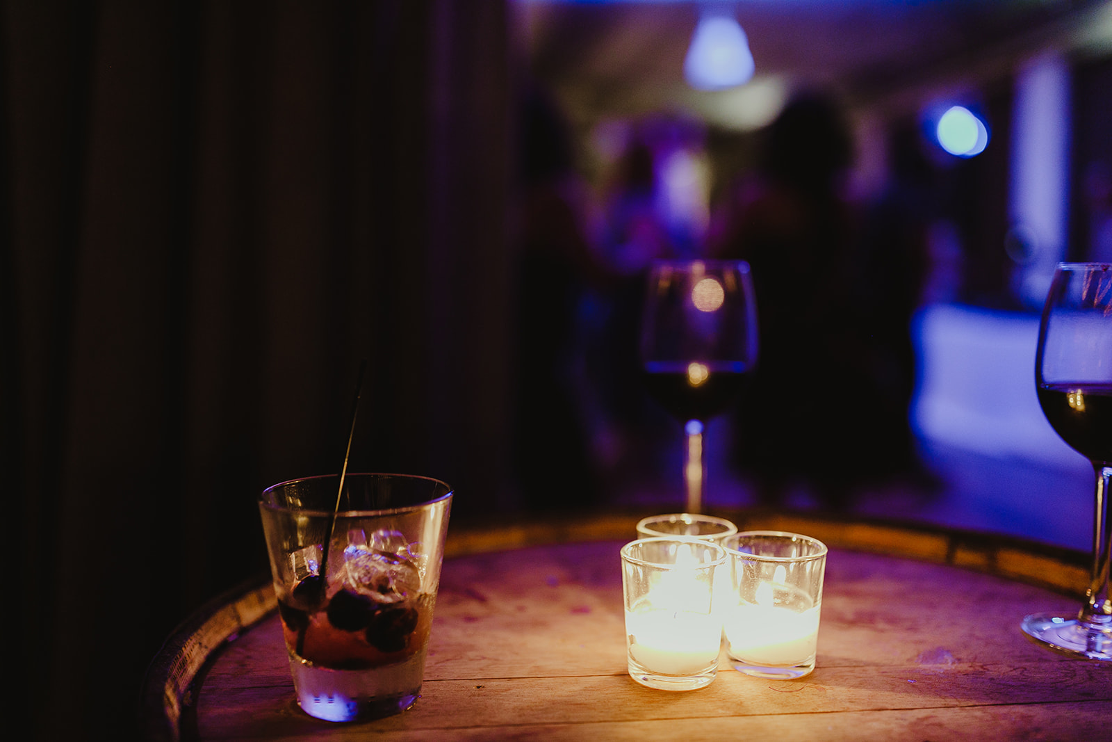 Cocktail glasses at the end of a wedding