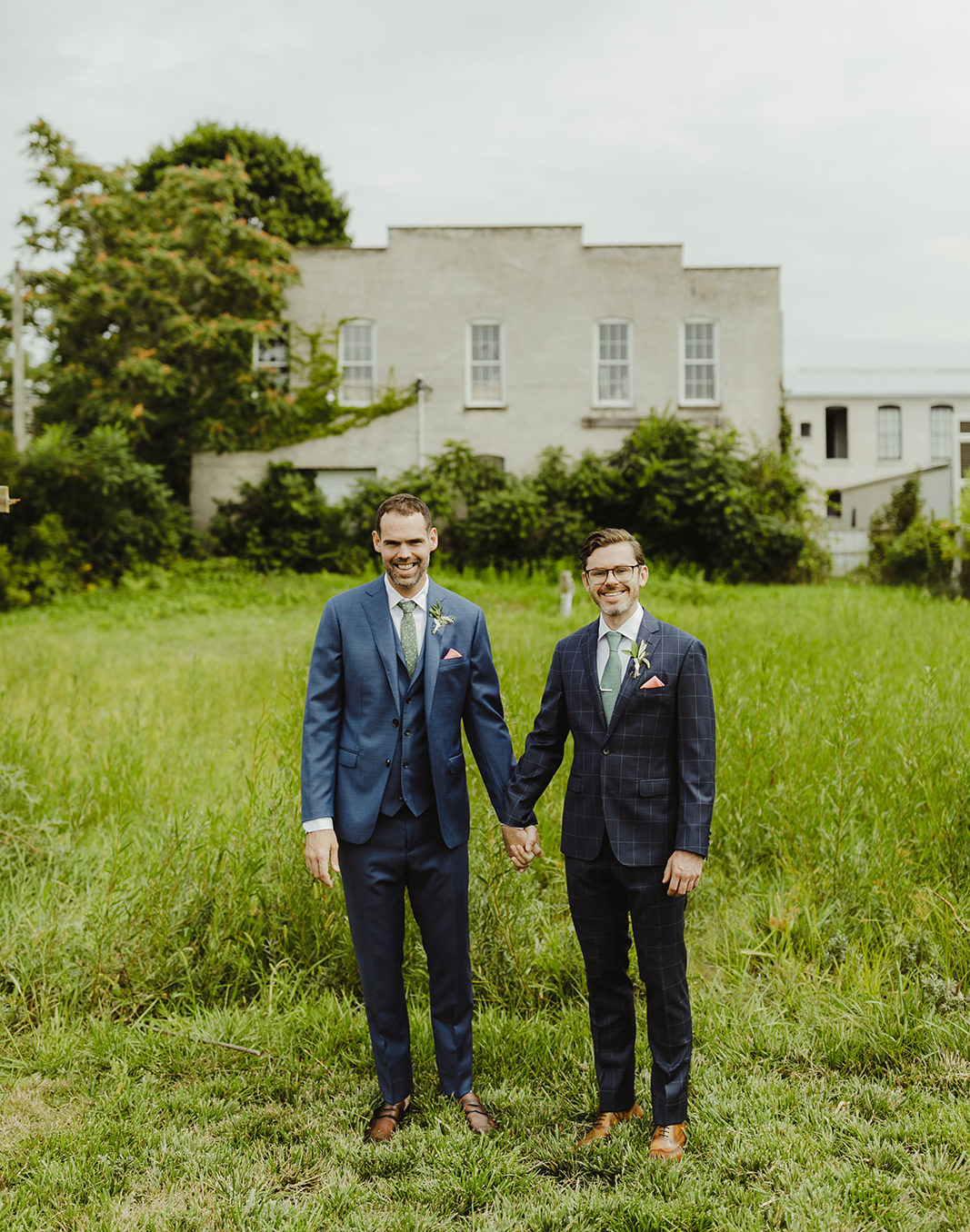 Couple smiling before their Journeyman Distillery wedding