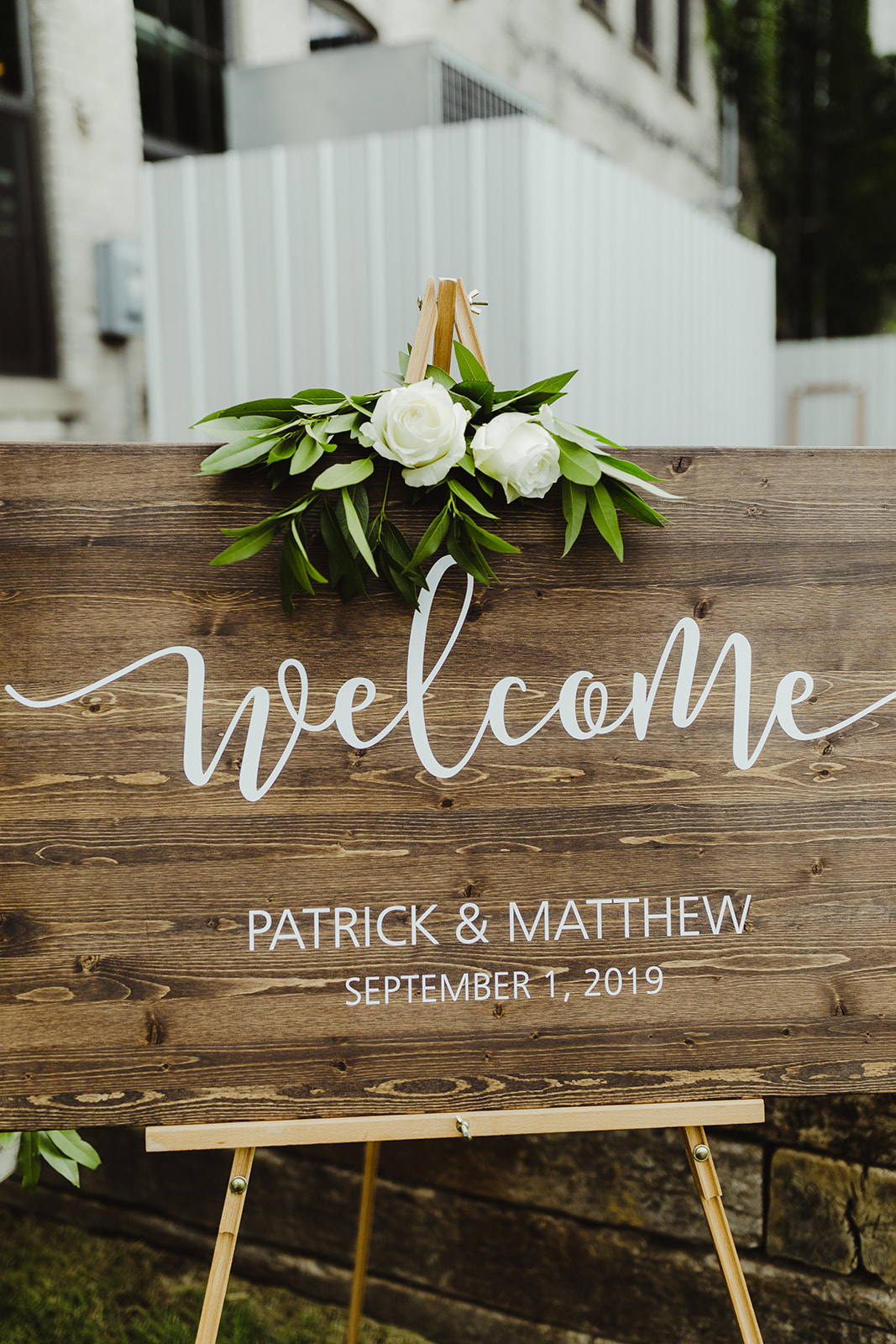 Wooden wedding welcome sign