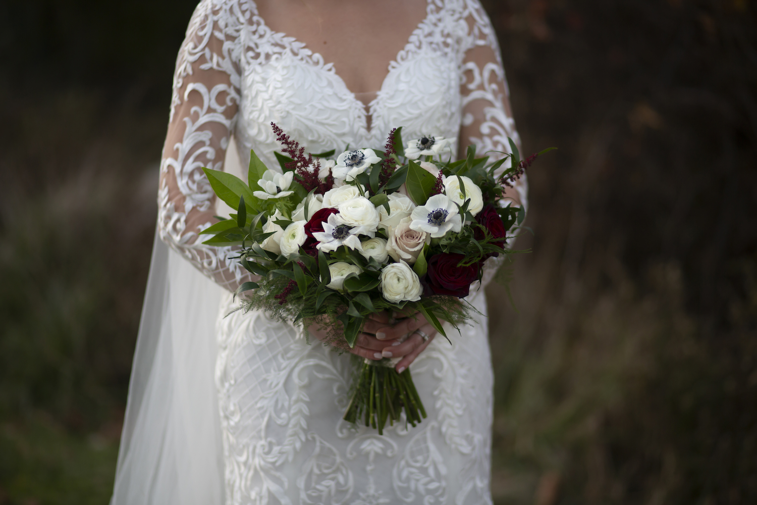 Bride's flower bouquet for rustic Michigan wedding