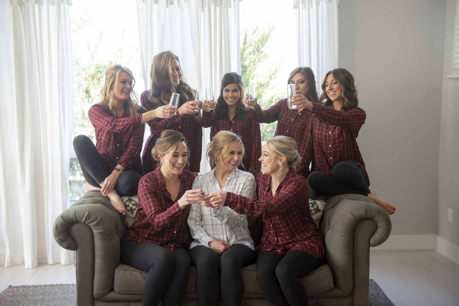 Bridal party toasting