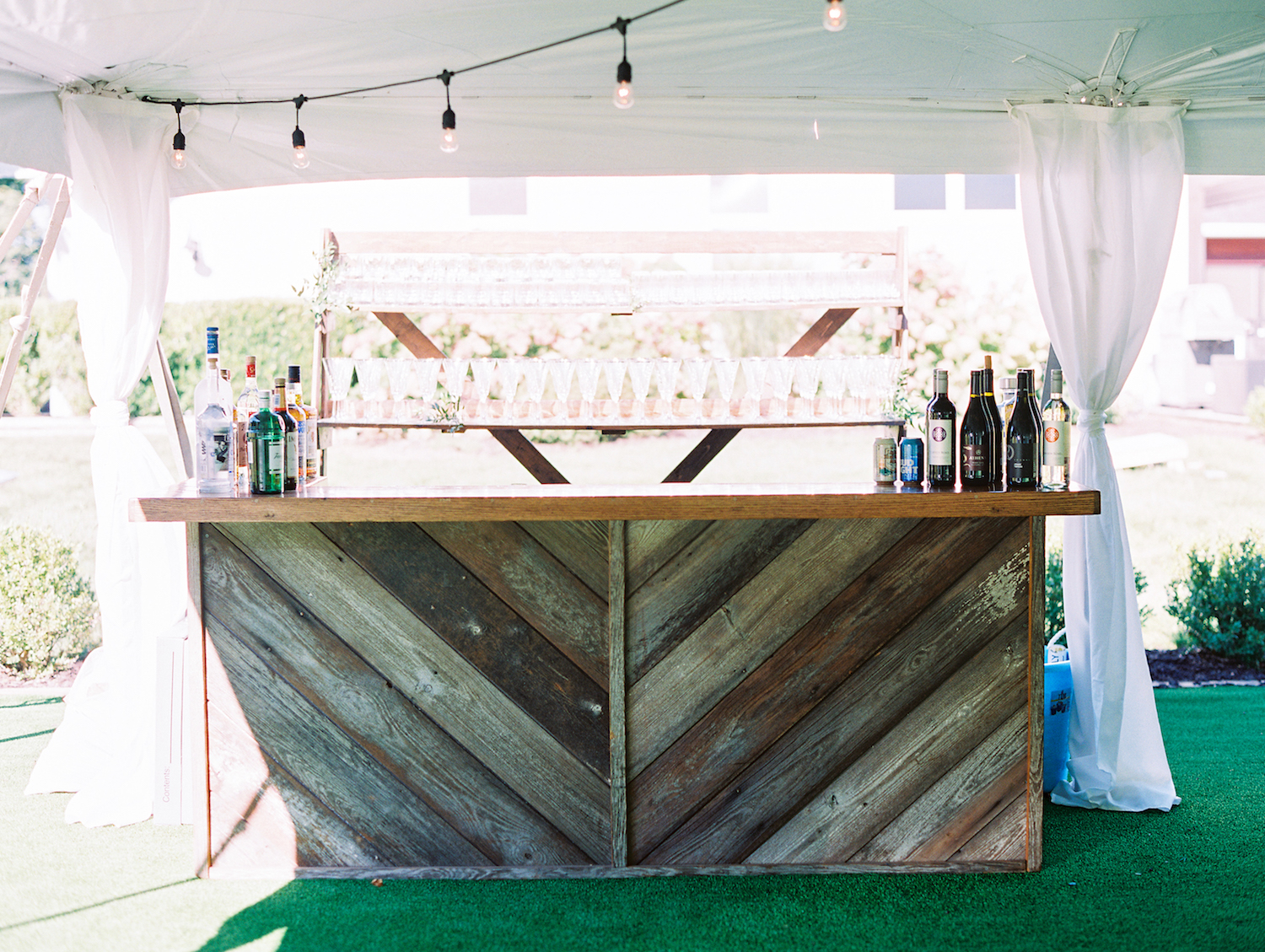 Bar setup for apple blossom resort wedding