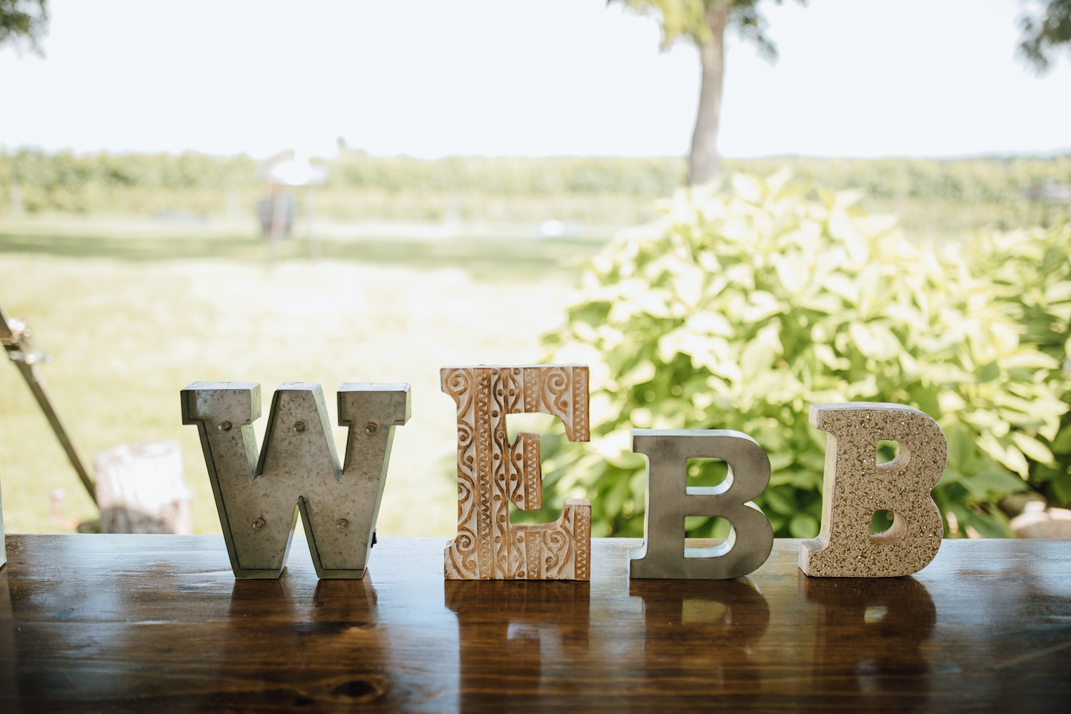 Block letters of couples last name