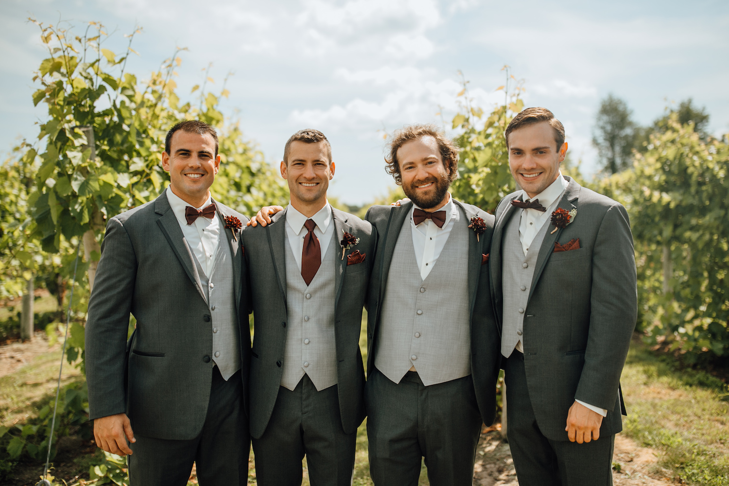 Groomsman together at Aurora Cellars wedding