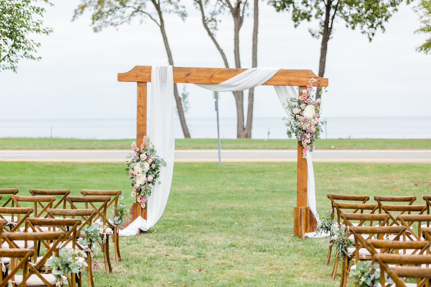 Ceremony arch for the lakehouse wedding