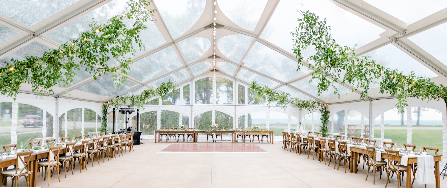 Table set up for the lakehouse wedding