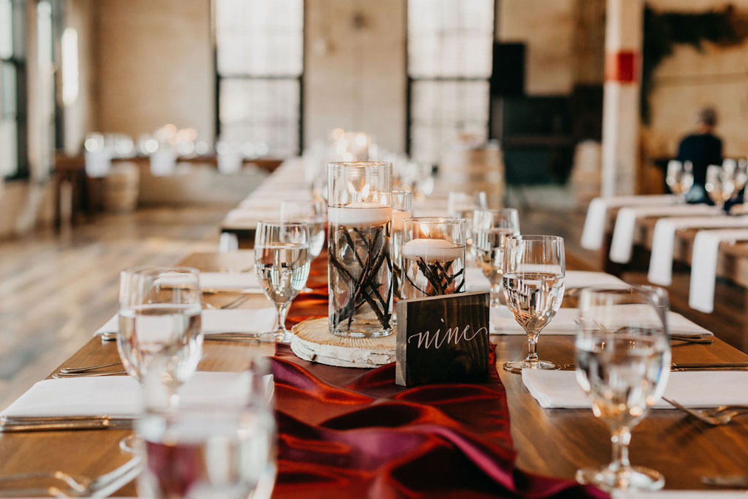 Table decor for Journeyman Distiller wedding
